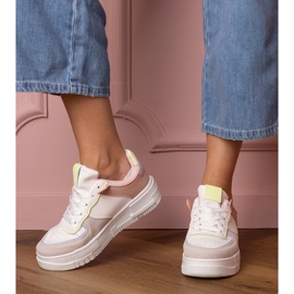 Sneaker sportivi bianchi e grigi su platfotm grigio 1
