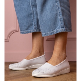 Sneaker da donna bianca con zirconi 1