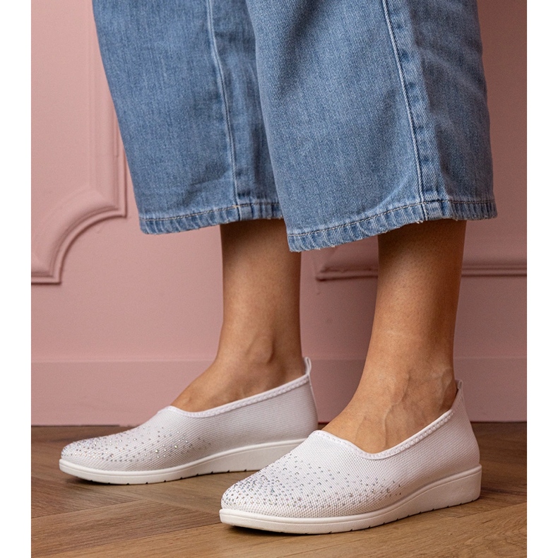 Sneaker da donna bianca con zirconi bianco 1