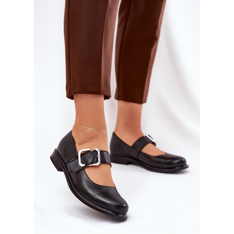 Scarpe in pelle da donna con Laura Messi 2980 Black Flamp nero 2