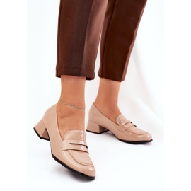 Pompe nude a ruote basse dipinte beige 2