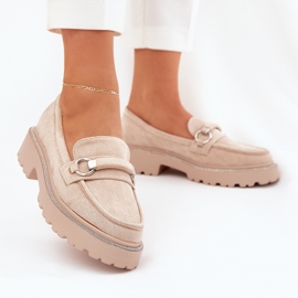 Mocassini da donna decorati con zirconi beige 2