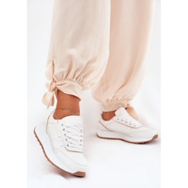 Scarpe sportive femminili su piattaforma bianca bianco 2