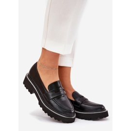 Mocassini da donna in pelle Eco con zirconi neri nero 1