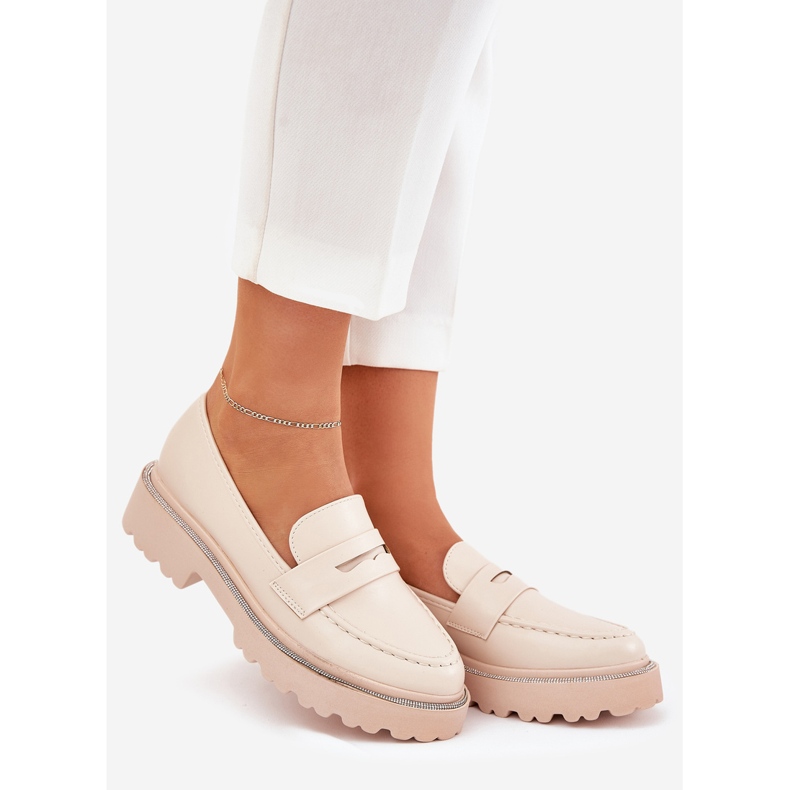 Feler da donna in pelle ecologica con zirconi beige 1