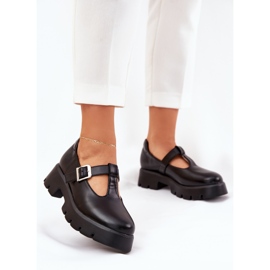 Scarpe da donna con una fibbia sulla piattaforma e tacchi piatti neri nero 2