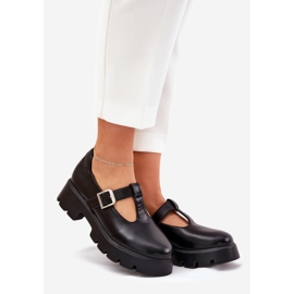 Scarpe da donna con una fibbia sulla piattaforma e tacchi piatti neri nero 1