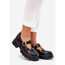 Scarpe da donna dipinte con un morsetto sulla piattaforma e tacchi piatti neri nero 1