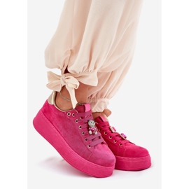 Sneaker femminili sulla piattaforma con Teddy Bear Fuchsia rosa 1