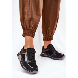 Scarpe sportive femminili con cerniera sulla piattaforma nera nero 2