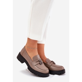 Mocassini in pelle femminile con pin Bear Vinceza 18109 beige 1