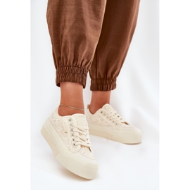 Big Star RR274746 Sneaker in pizzo femminile beige 2