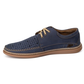 Olivier Scarpe estive in pelle maschile 206L con perforazione blu 1