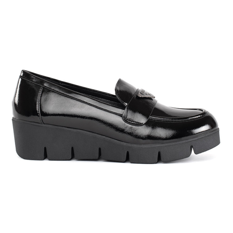 Goodin Mocassini da donna in vernice nera con suola spessa nero 1