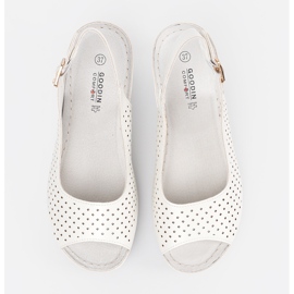 Goodin Sandali a cuneo bianco openwork 2