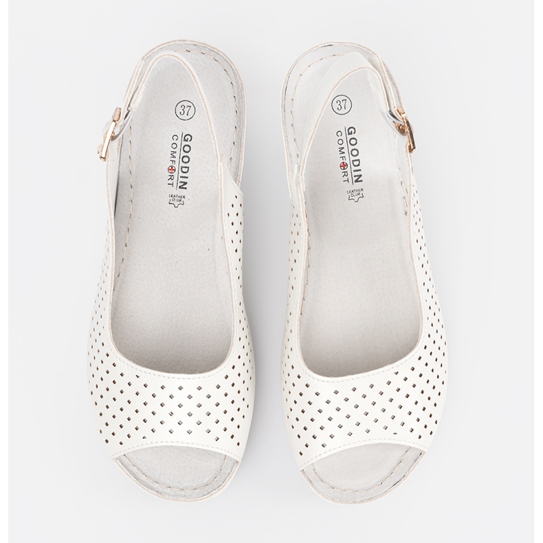 Goodin Sandali a cuneo bianco openwork 2