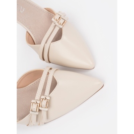 Goodin Pompe beige leggere con un tacco aperto 2