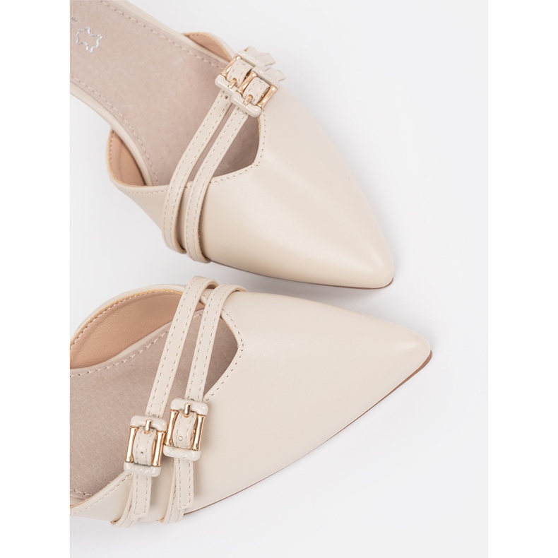 Goodin Pompe beige leggere con un tacco aperto 2
