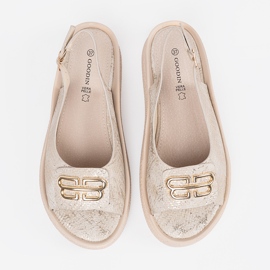 Goodin Sandali piatti con decorazione taupe beige 2