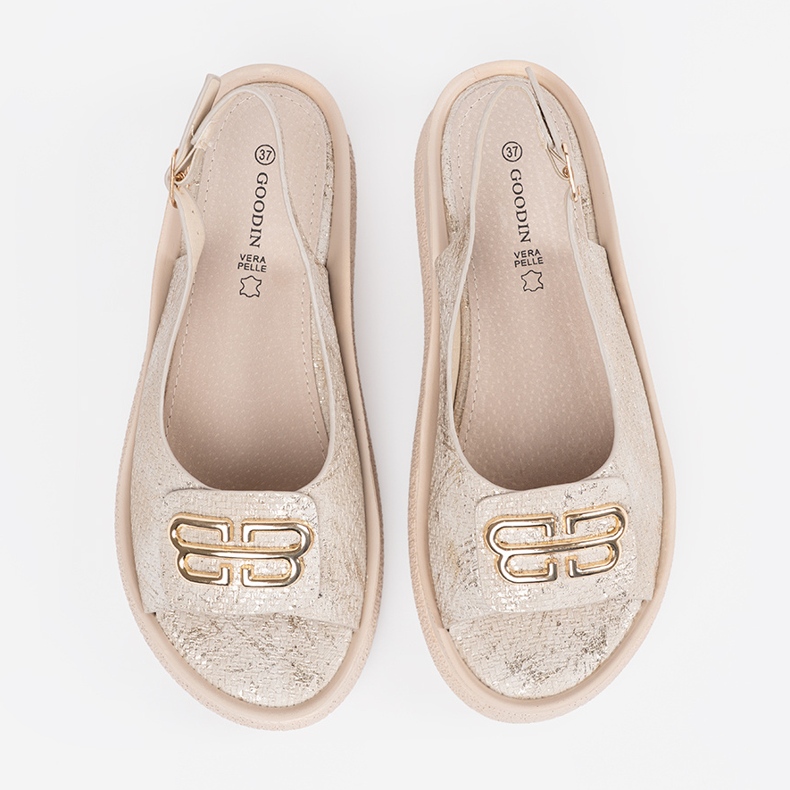 Goodin Sandali piatti con decorazione taupe beige 2