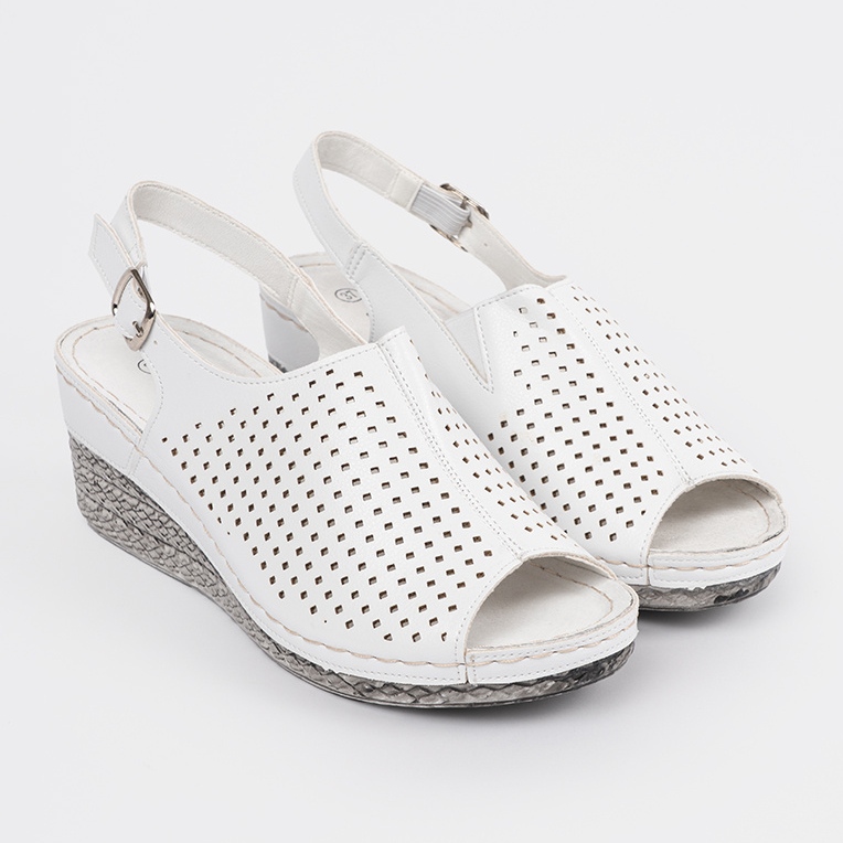 Goodin Sandali bianchi sul cuneo bianco 1