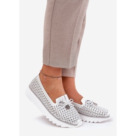 S.Barski Scarpe da donna in pelle openuwork realizzate in pelle naturale lr51-631 argento d'argento 1