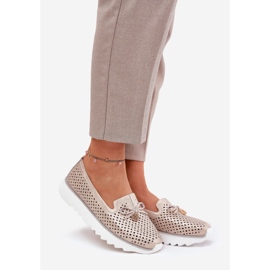 S.Barski Scarpe da donna in pelle openuwork realizzate in pelle naturale LR51-631 PLN d'oro 1