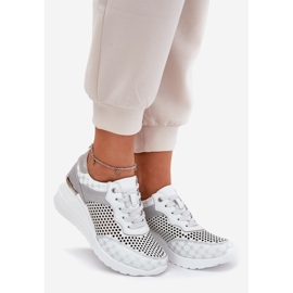 Scarpe sportive in pelle Openwork Sneaker su Wedge S.Barski LR51-641 White bianco 1