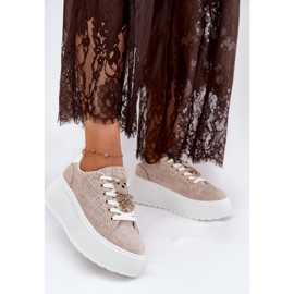 Sneaker sulla piattaforma con un pin orso s.barski bf51-014 beige 2
