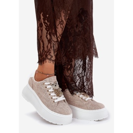 Sneaker sulla piattaforma con un pin orso s.barski bf51-014 beige 1