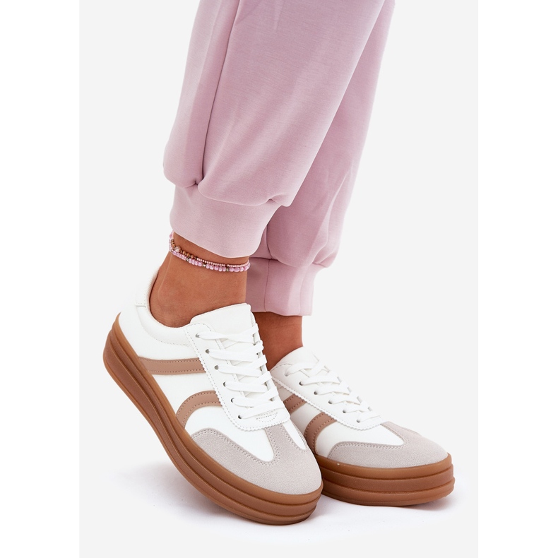 Evento Sneakers con plateau da donna, colore bianco bianca 1