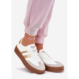 Evento Sneaker femminili sulla piattaforma con eco in pelle bianca e oro bianco 1