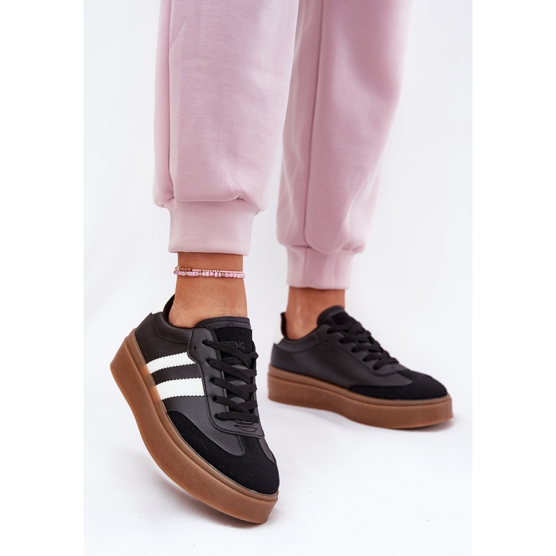 Evento Sneaker femminili sulla piattaforma con eco in pelle nera nero 2