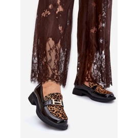 Cuoio Varnished Moccasins Leopard Vinceza 66790 Nero 1