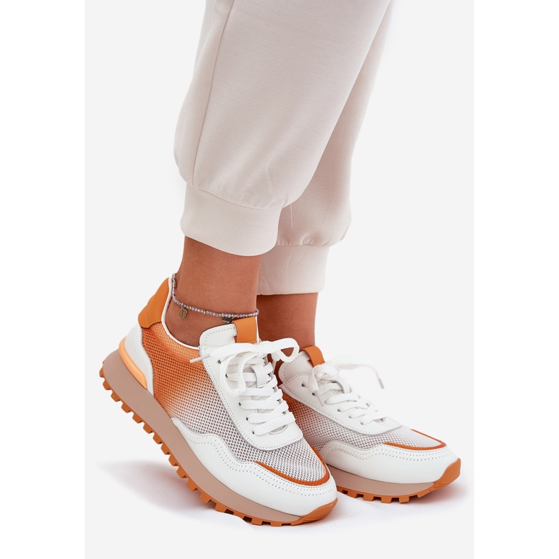 Scarpe sportive in pelle con Vinceza 66775 Mesh femminile arancia 1