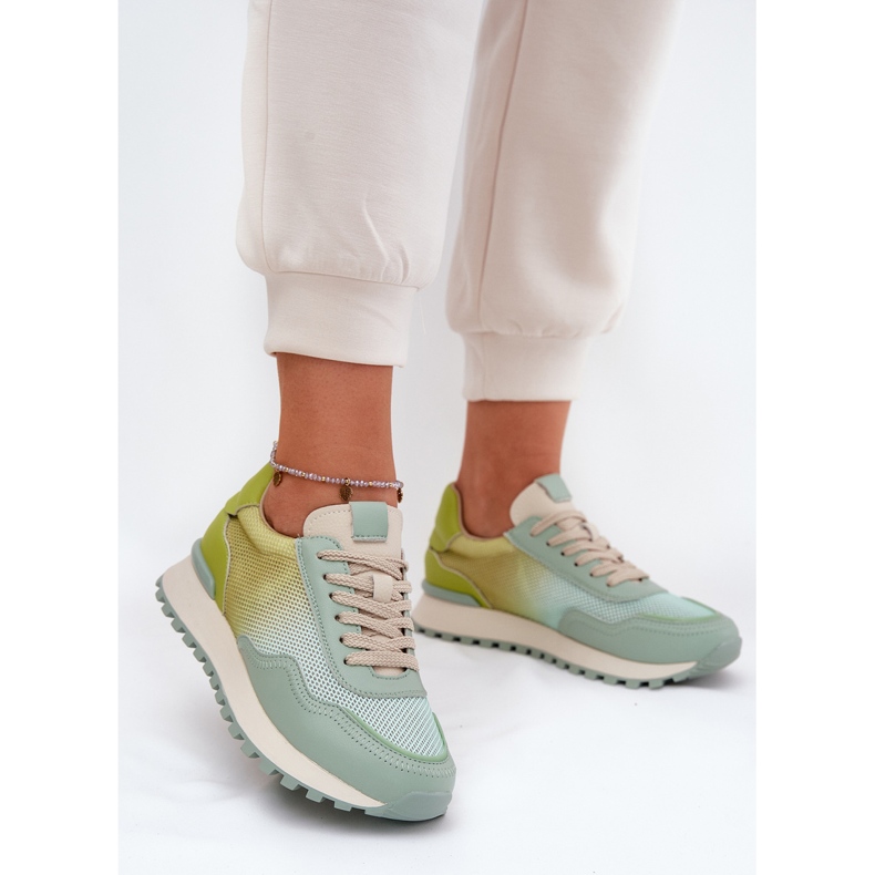 Scarpe sportive in pelle con Vinceza 66775 Mesh femminile verde 2