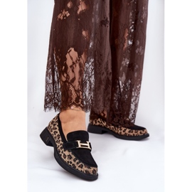 Suede Moccasins femminile Vinceza 66791 Stampa leopardo nero 2