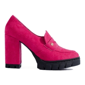 Scarpe con tacco alto in camoscio rosa di Vinceza 2