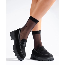 Mocassini Shelovet in camoscio nero da donna 2