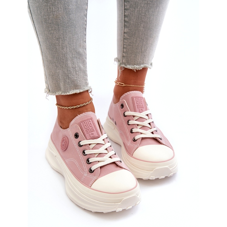 Scarpe da ginnastica da donna con suola massiccia Big Star NN274129 Rosa 2