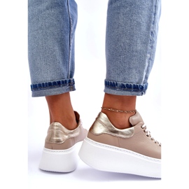 Lemar Scarpe sportive in pelle da donna sulla piattaforma beige 2