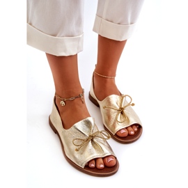 Ballerinas in pelle femminile Zazoo 2660/064 PLN d'oro 3