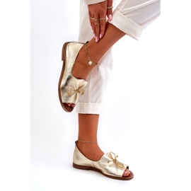 Ballerinas in pelle femminile Zazoo 2660/064 PLN d'oro 4