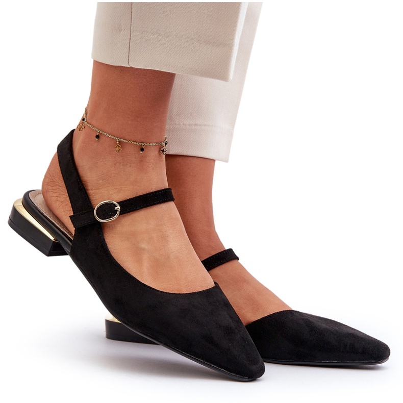 Ballerine da donna con tacco basso e tacco aperto Sergio Leone SK831 Nere nero 4