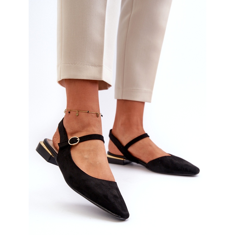 Ballerine da donna con tacco basso e tacco aperto Sergio Leone SK831 Nere nero 2