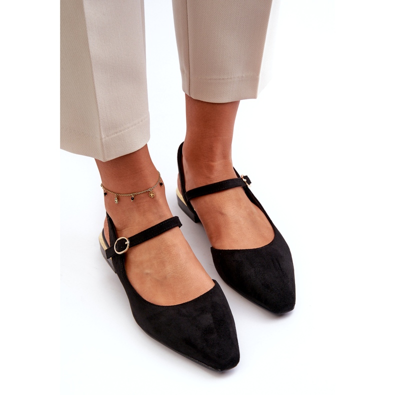 Ballerine da donna con tacco basso e tacco aperto Sergio Leone SK831 Nere nero 3