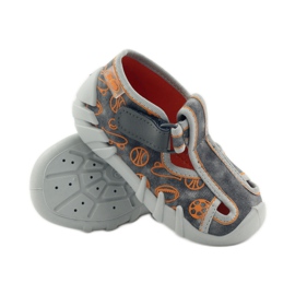Ciabatte per scarpe per bambini Befado 190p082 grigio arancia 3