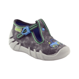 Ciabatte da bambino Befado 110p316 trattore blu grigio verde 1