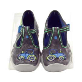Ciabatte da bambino Befado 110p316 trattore blu grigio verde 4