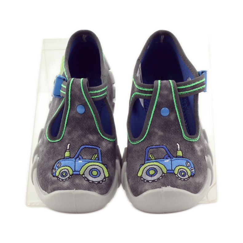 Ciabatte da bambino Befado 110p316 trattore blu grigio verde 4